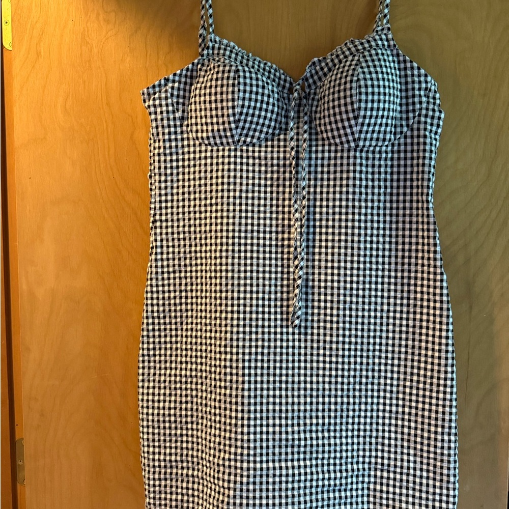 No Boundaries Black and White Gingham Midi Dress